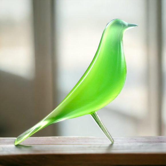 Mini Mid Century Modern Depression Style Eames Retro Bird Figurine Green - Picture 4 of 6